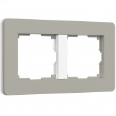 Рамка из поликарбоната на 2 поста Split дымчатый/белый, soft-touch W0023067