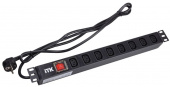 Блок розеток 8 мест PDU (немец. станд) 19дюймов IEC320 C13 PH12-8C131 с LED выкл. алюм. профиль1U шнур 2м вилка DIN49440 ITK PH12-8C131
