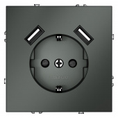 Розетка 1-м СП S70 16А с USB A+A с заземл. защ. шторки механизм титан Voltum VLS040406