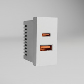 W1272701/ Модульная розетка USB тип A+C 45*22,5 (белый) W1272701