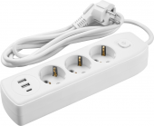 Удлинитель 3х3м с заземл. 10А IP20 90 839 OPE-USB-03-300-ESC-3x1 USB 2xType-A + Type-C с кнопкой ОНЛАЙТ 90839