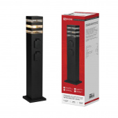 Светильник ТБУ POLO-SP600-2WO-1xA60-BL IP54 600мм уличный напольн. 2 розетки с заземл. контактом черн. IN HOME 4690612061825
