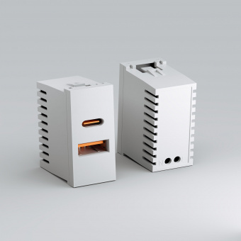 W1272701/ Модульная розетка USB тип A+C 45*22,5 (белый) W1272701