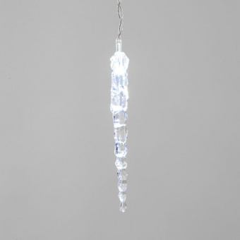 Гирлянда светодиодная "Айсикл" (бахрома) "Сосульки" 1.5х0.25м 10LED бел. 0.51Вт IP20 провод прозр. Neon-Night 303-068